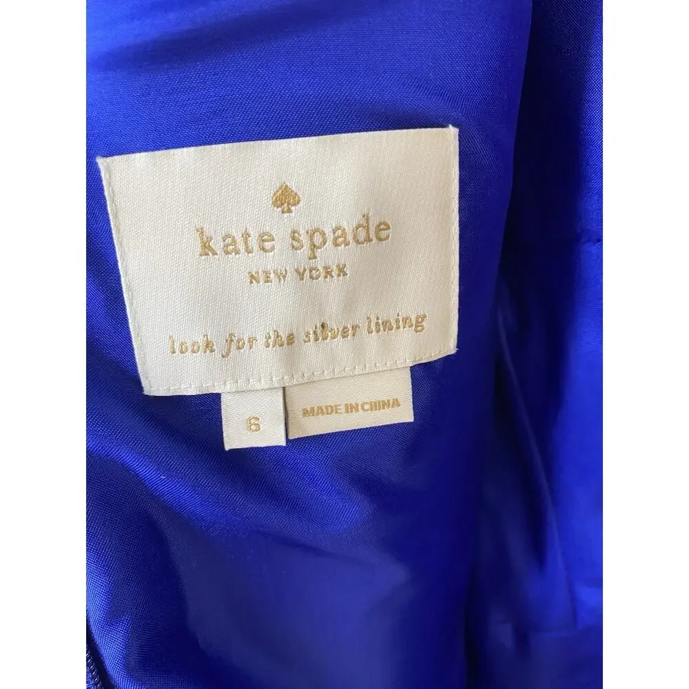Kate Spade Dress Womens 6 Cobalt Blue Structured Sleeveless Designer Fit & Flare